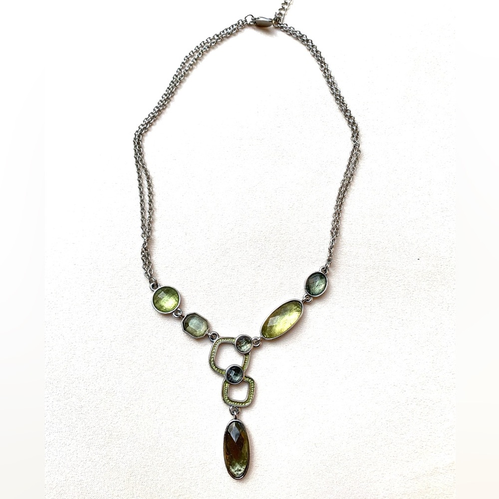 Lia Sophia “Seltzer” Silver & Cut Crystal Necklace - Picture 2 of 3